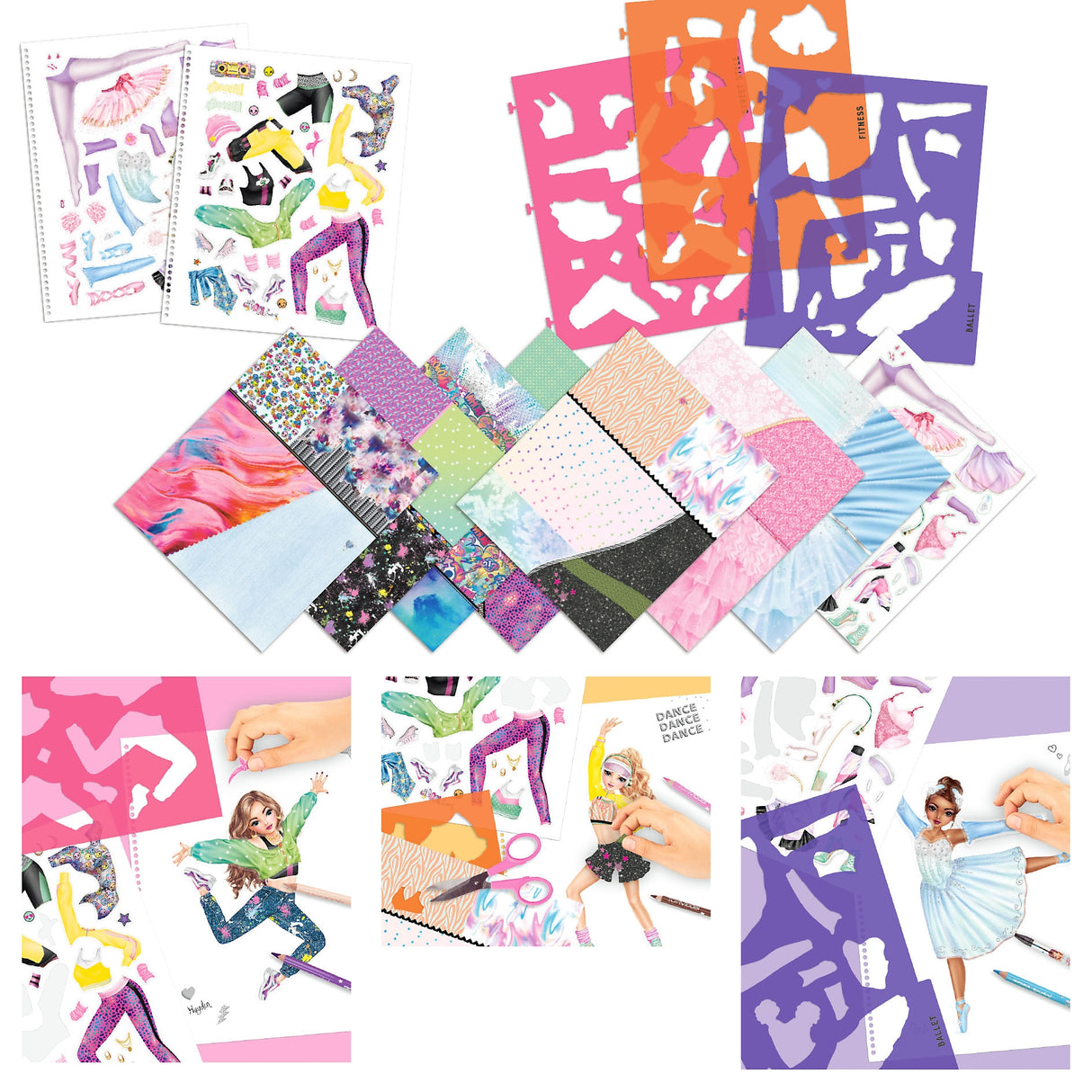TOPModel Dance Sticker & Coloring Book – 30 Pages + Stencils by Depesche