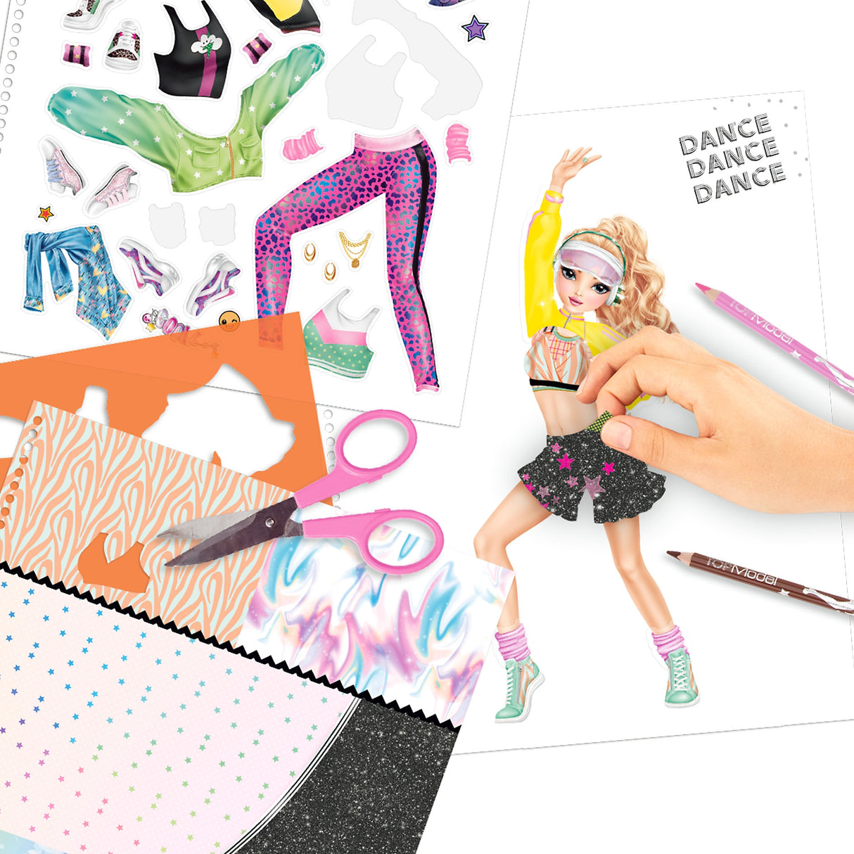 TOPModel Dance Sticker & Coloring Book – 30 Pages + Stencils by Depesche