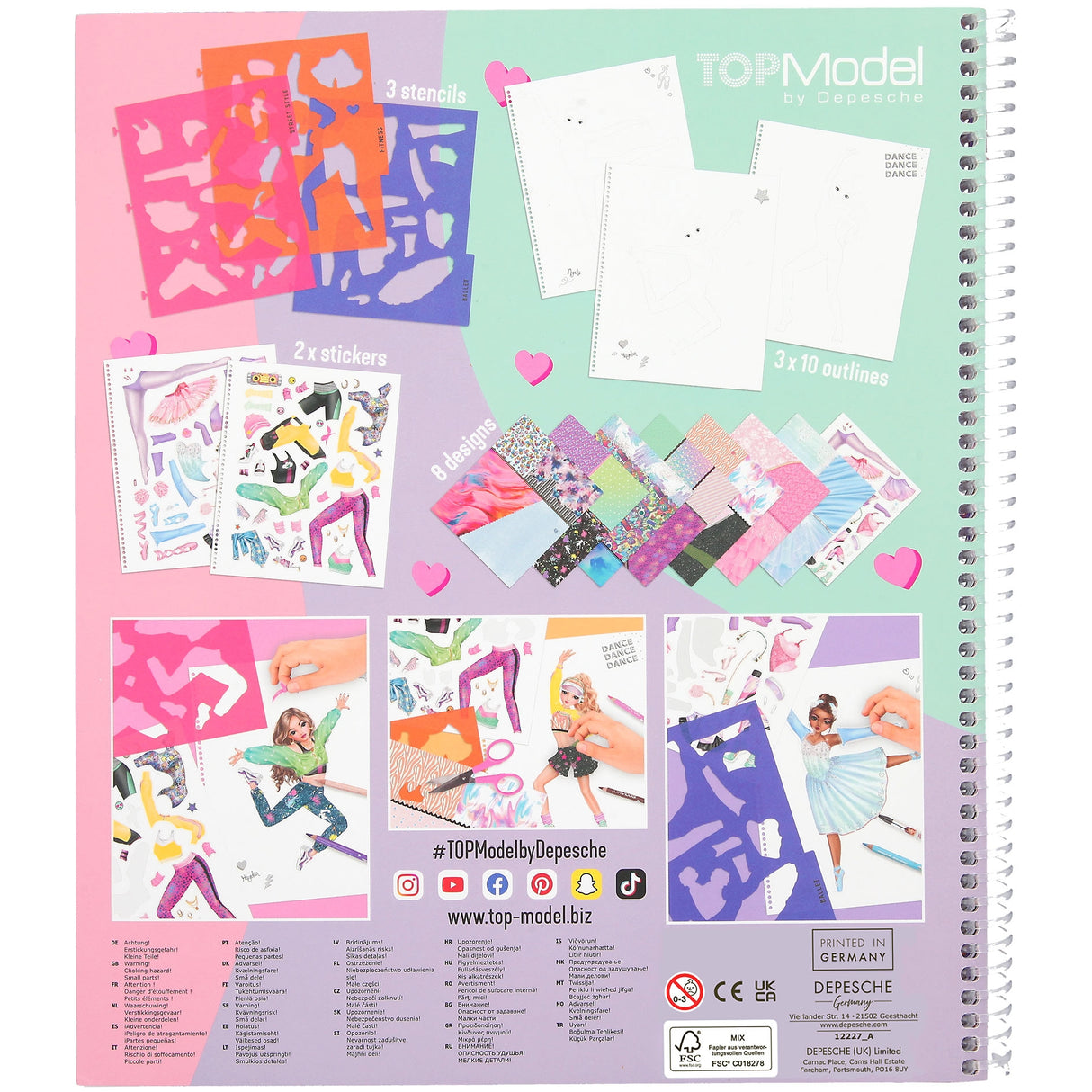 TOPModel Dance Sticker & Coloring Book – 30 Pages + Stencils by Depesche