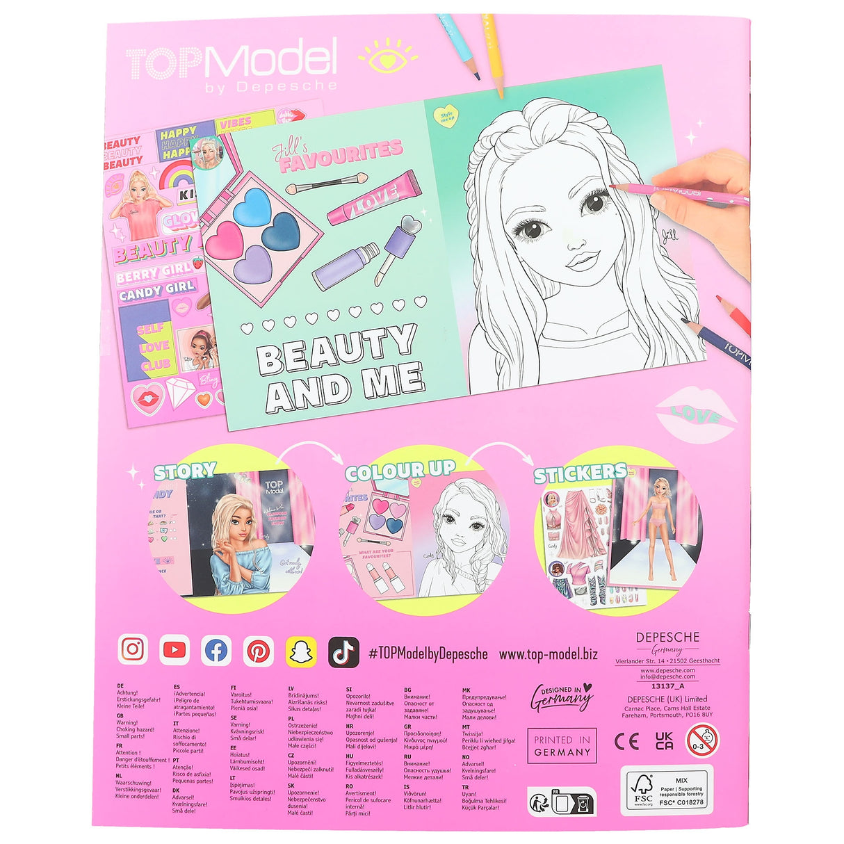 TOPModel Beauty Fun Activity Book – Coloring & Sticker Book by Depesche