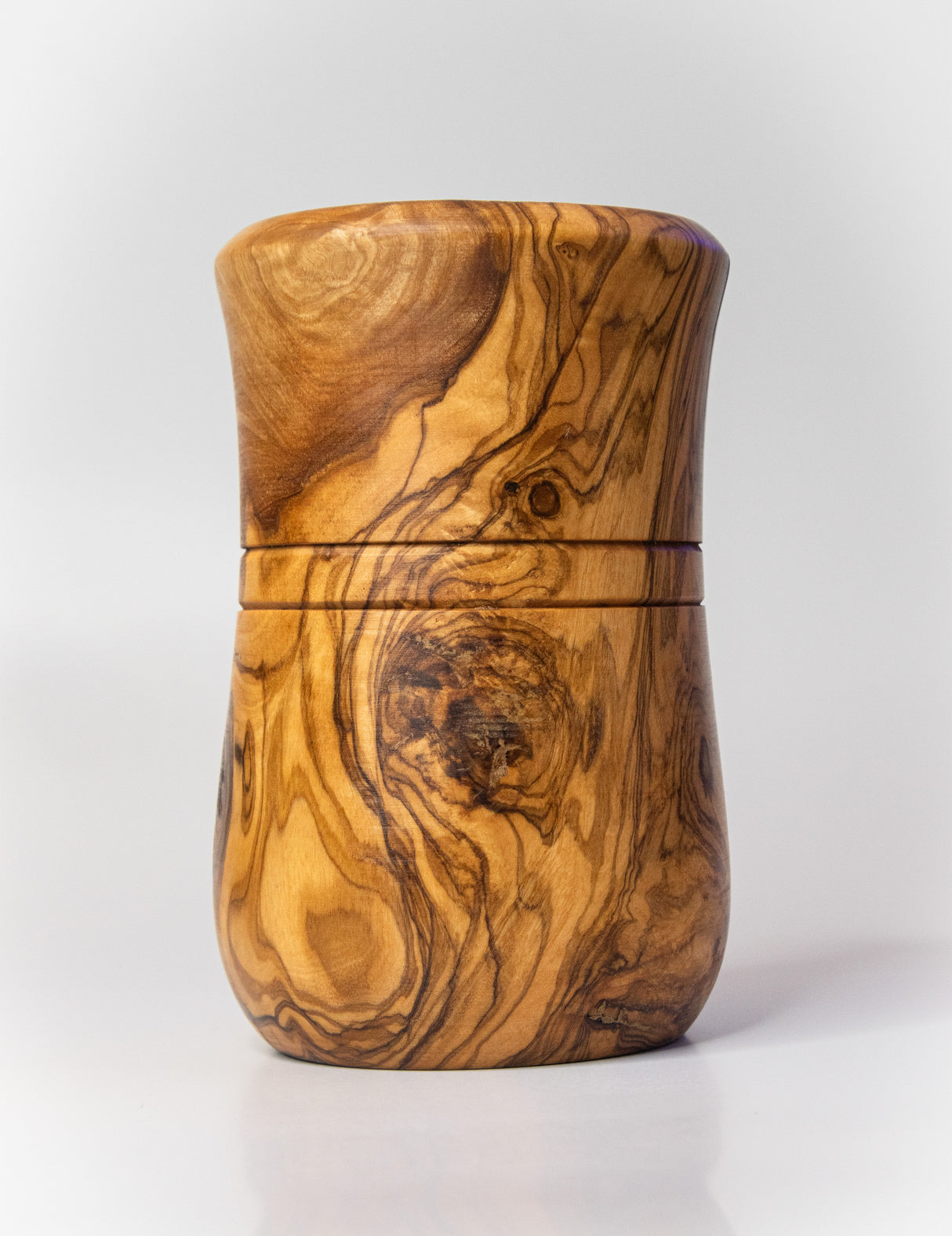 Round Holder Olive Wood Kitchen Utensil Set of 4 with Holder - Handmade 12 Inch