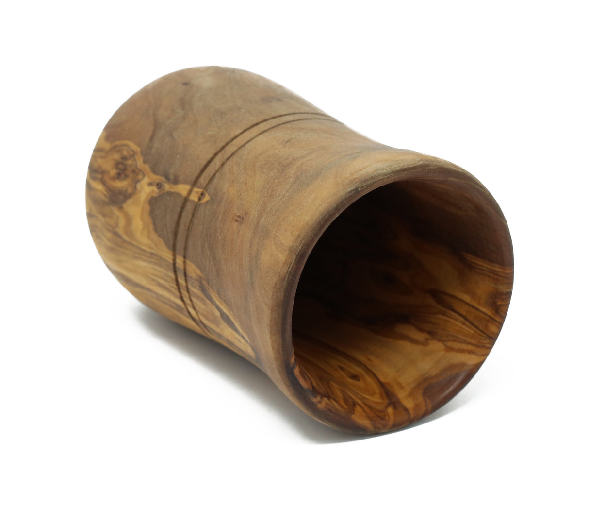 Olive Wood Utensil Holder - Round Rustic Handmade 6 Inch