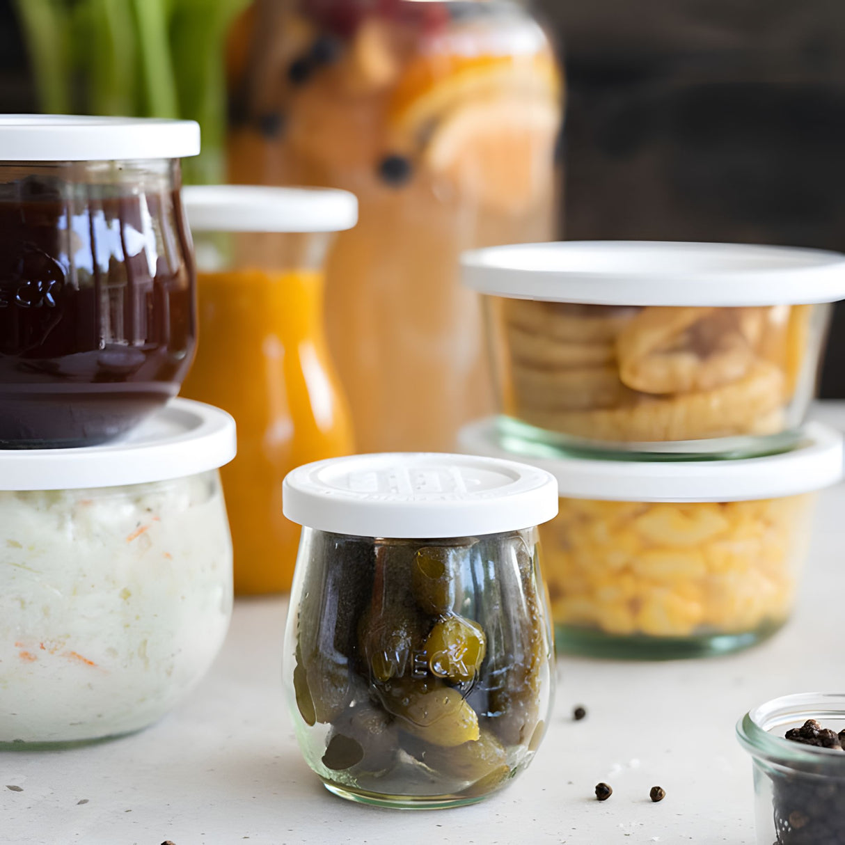 Set of 5 Weck Jar Keep Fresh Plastic Lids – Snap-On Storage Covers for WECK Canning Jars