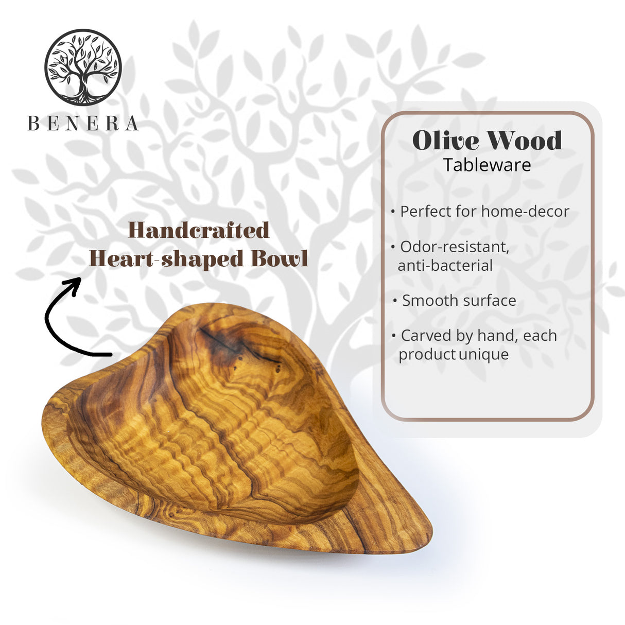 Olive Wood Heart-Shaped Snack Bowl - Handmade 6 Inch