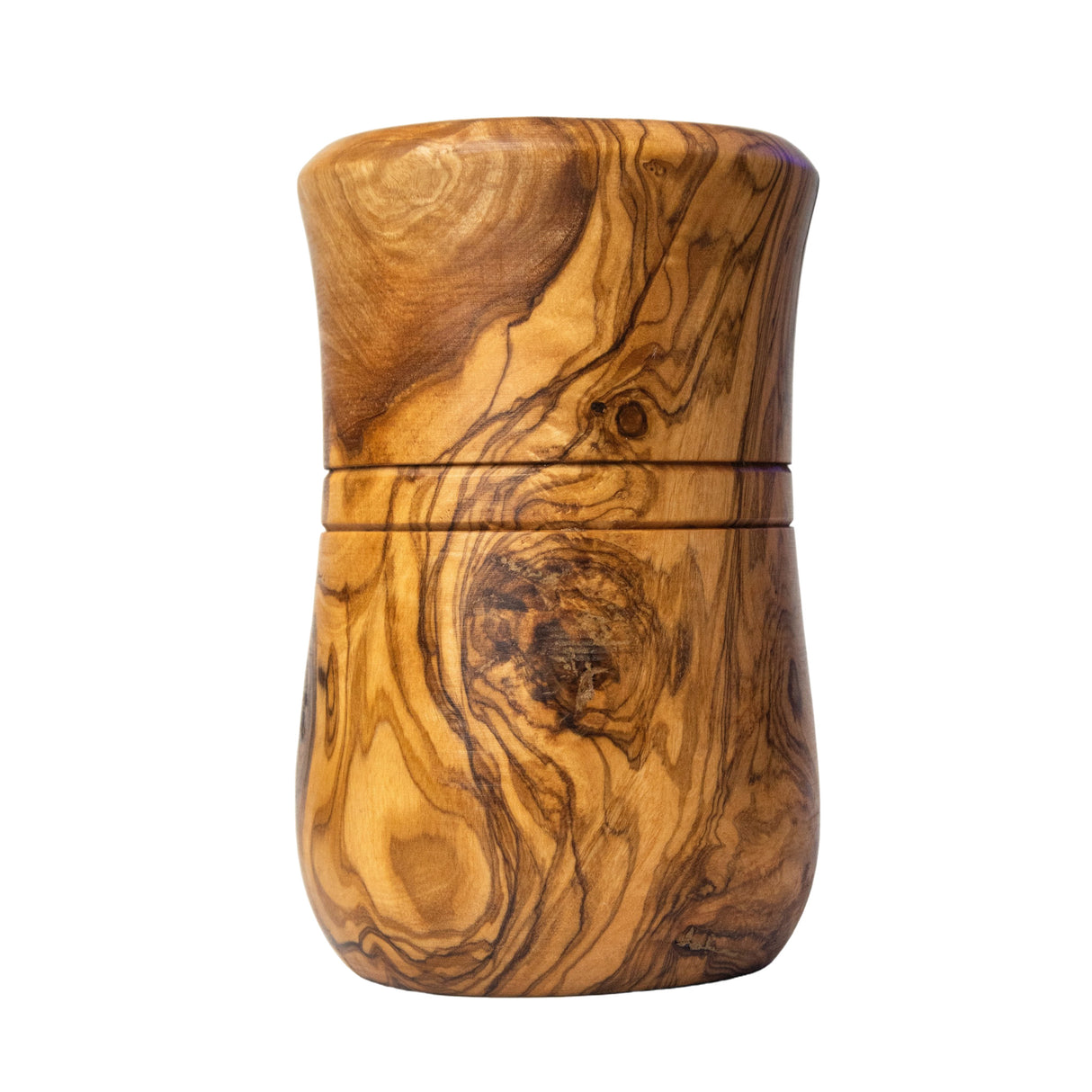 Olive Wood Utensil Holder - Round Rustic Handmade 6 Inch