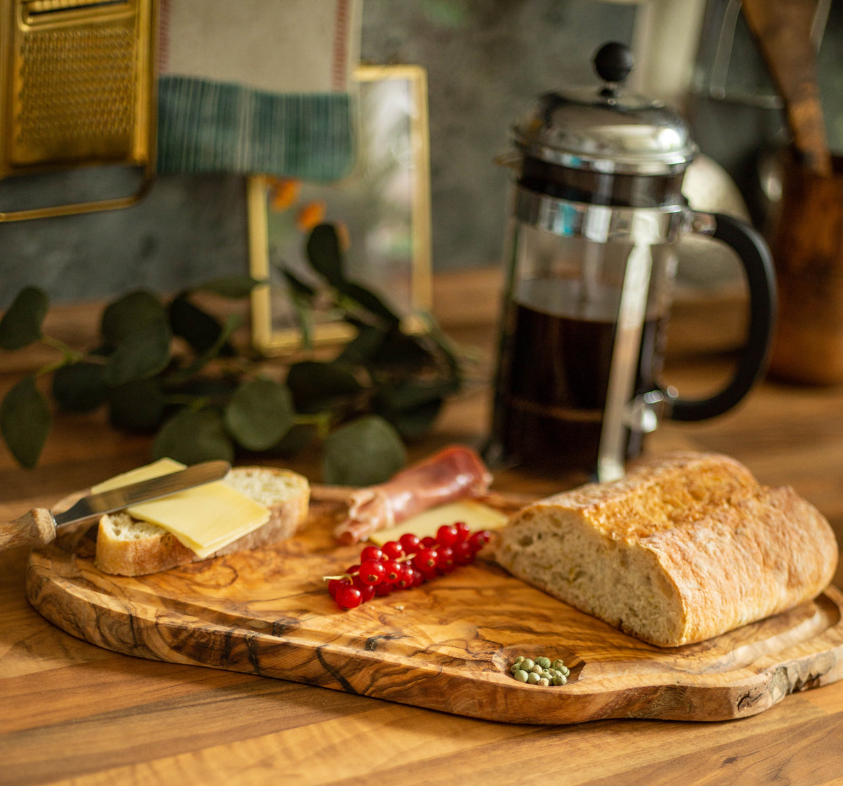 Oval Olive Wood Cutting Board for Cheese & Charcuterie - Handmade 16 Inch