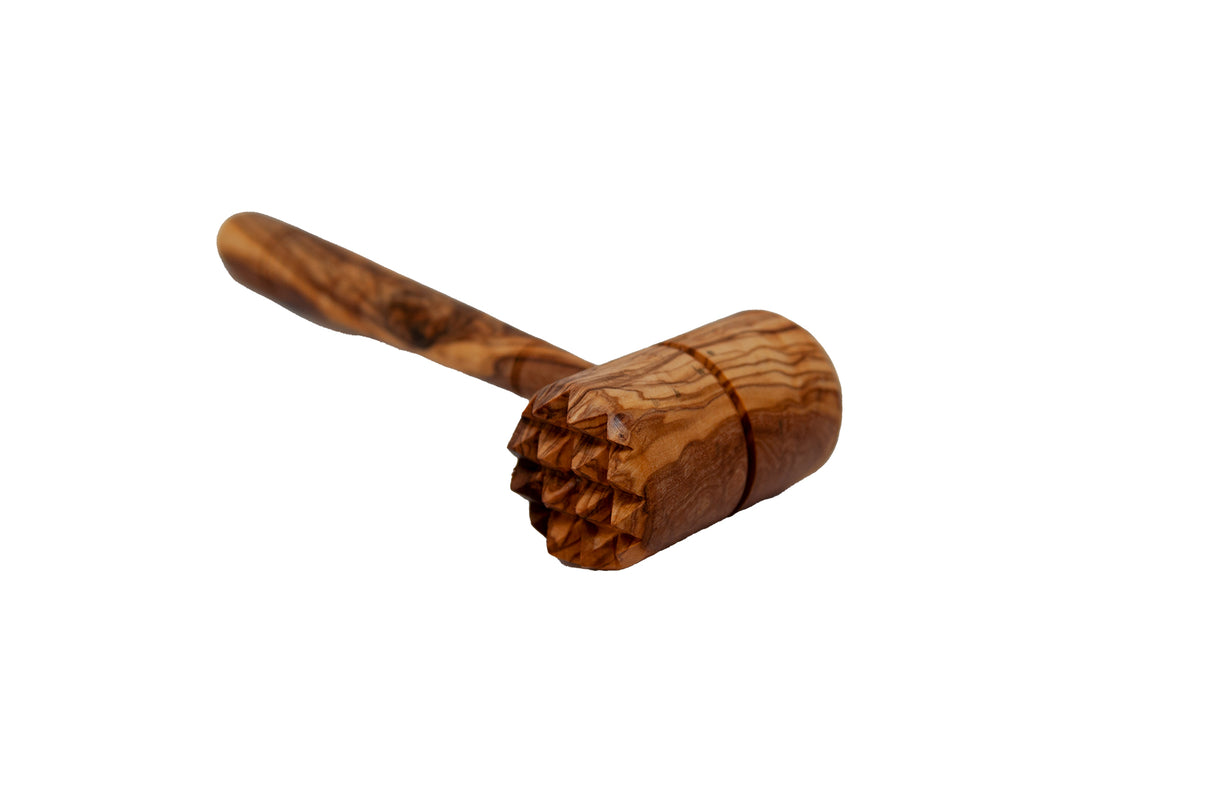 Olive Wood Meat Tenderizer Mallet - Solid Olive Wood 10 Inch, 0.5 lb.