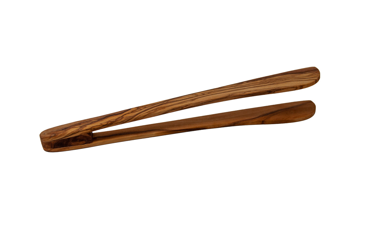 Olive Wood Kitchen Tongs - Handmade 12 Inch