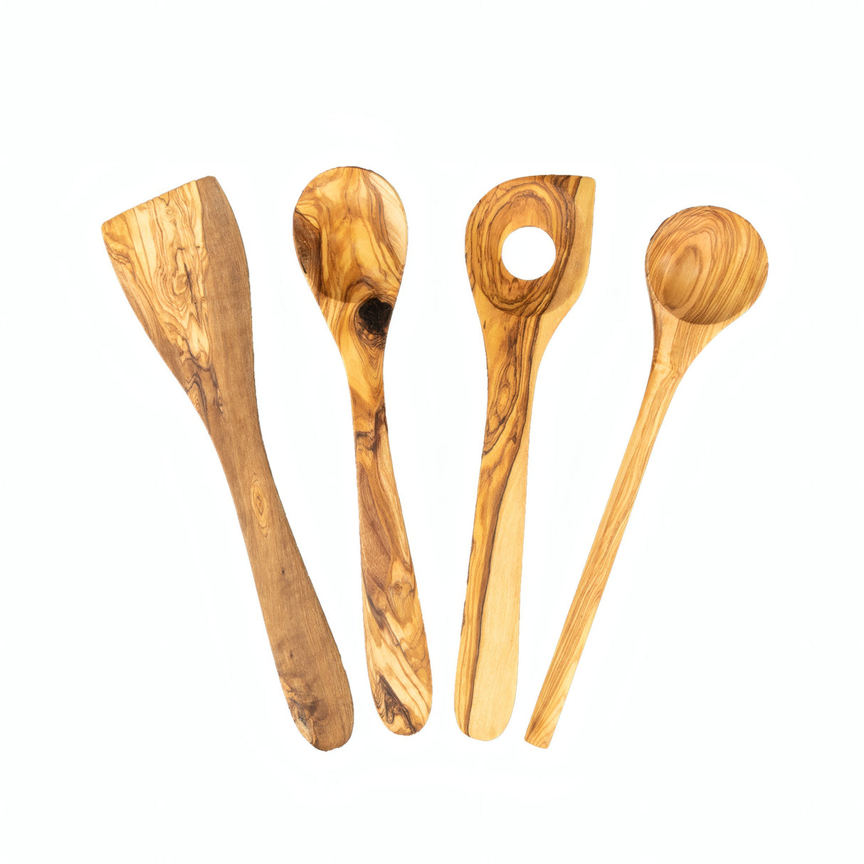Olive Wood Kitchen Utensil Set of 4 Pieces - Handmade 12 Inch