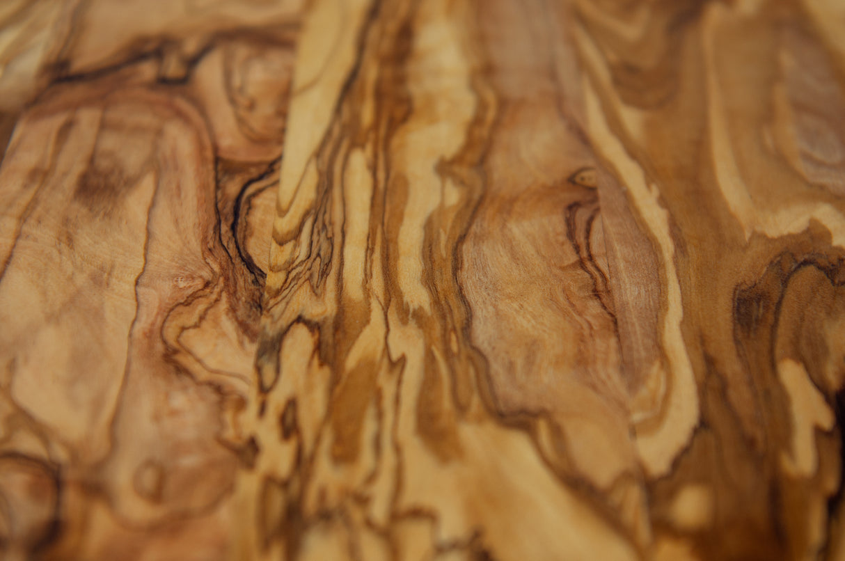 Rustic Olive Wood Cutting Board with Handle and Juice Groove - 18 x 10 Inch