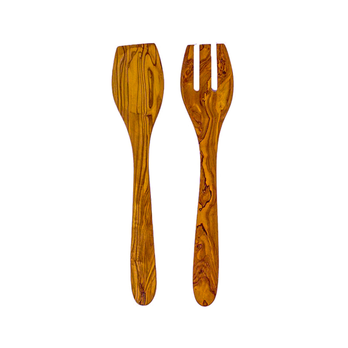 Olive Wood Salad Server Set - 2-Piece Handmade 12 Inch