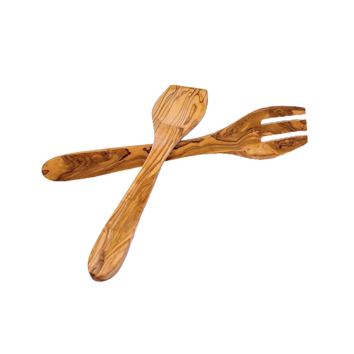 Olive Wood Salad Server Set - 2-Piece Handmade 12 Inch