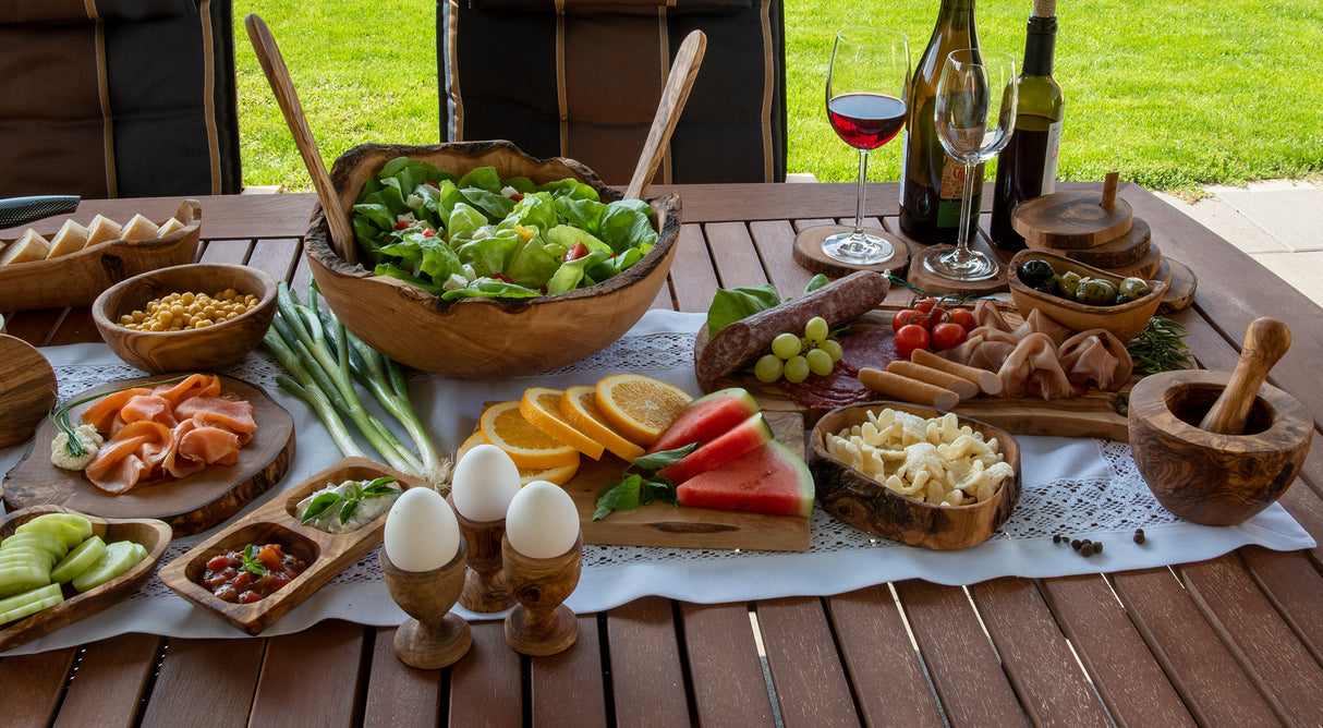 Oval Olive Wood Cutting Board for Cheese & Charcuterie - Handmade 16 Inch