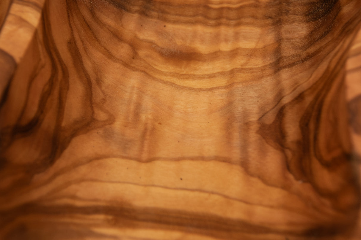 Olive Wood Snack Bowl - Rustic 3-Compartment Serving Dish 12 Inch