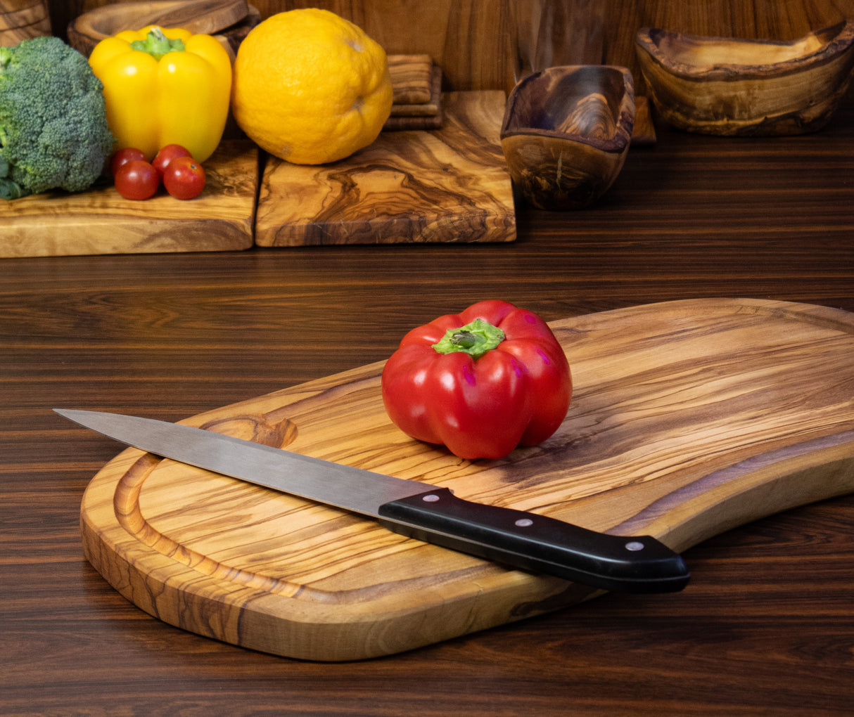 Oval Olive Wood Cutting Board for Cheese & Charcuterie - Handmade 16 Inch