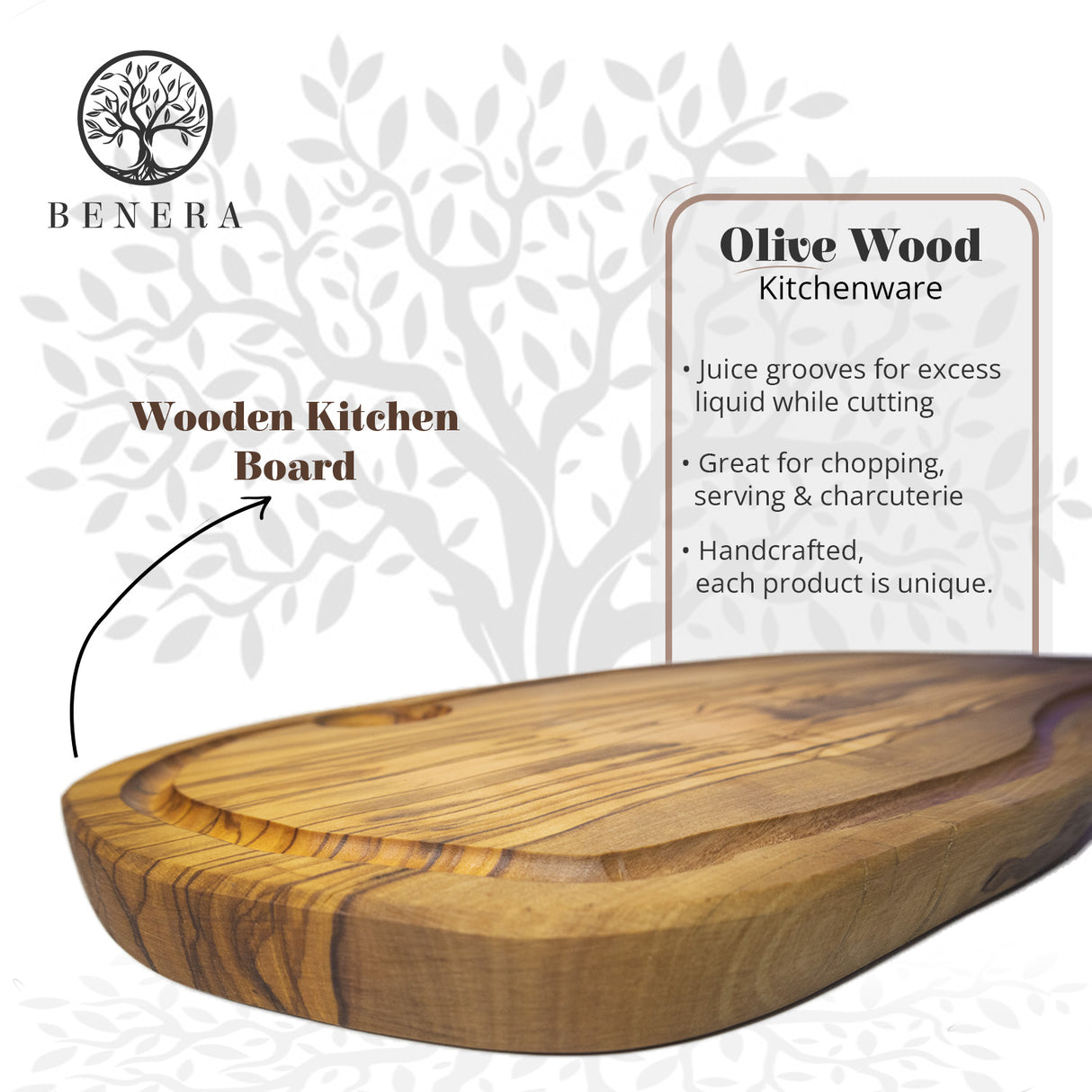 Oval Olive Wood Cutting Board for Cheese & Charcuterie - Handmade 16 Inch