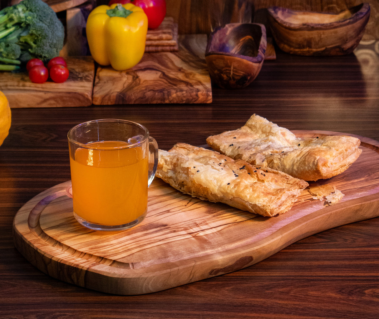 Oval Olive Wood Cutting Board for Cheese & Charcuterie - Handmade 16 Inch