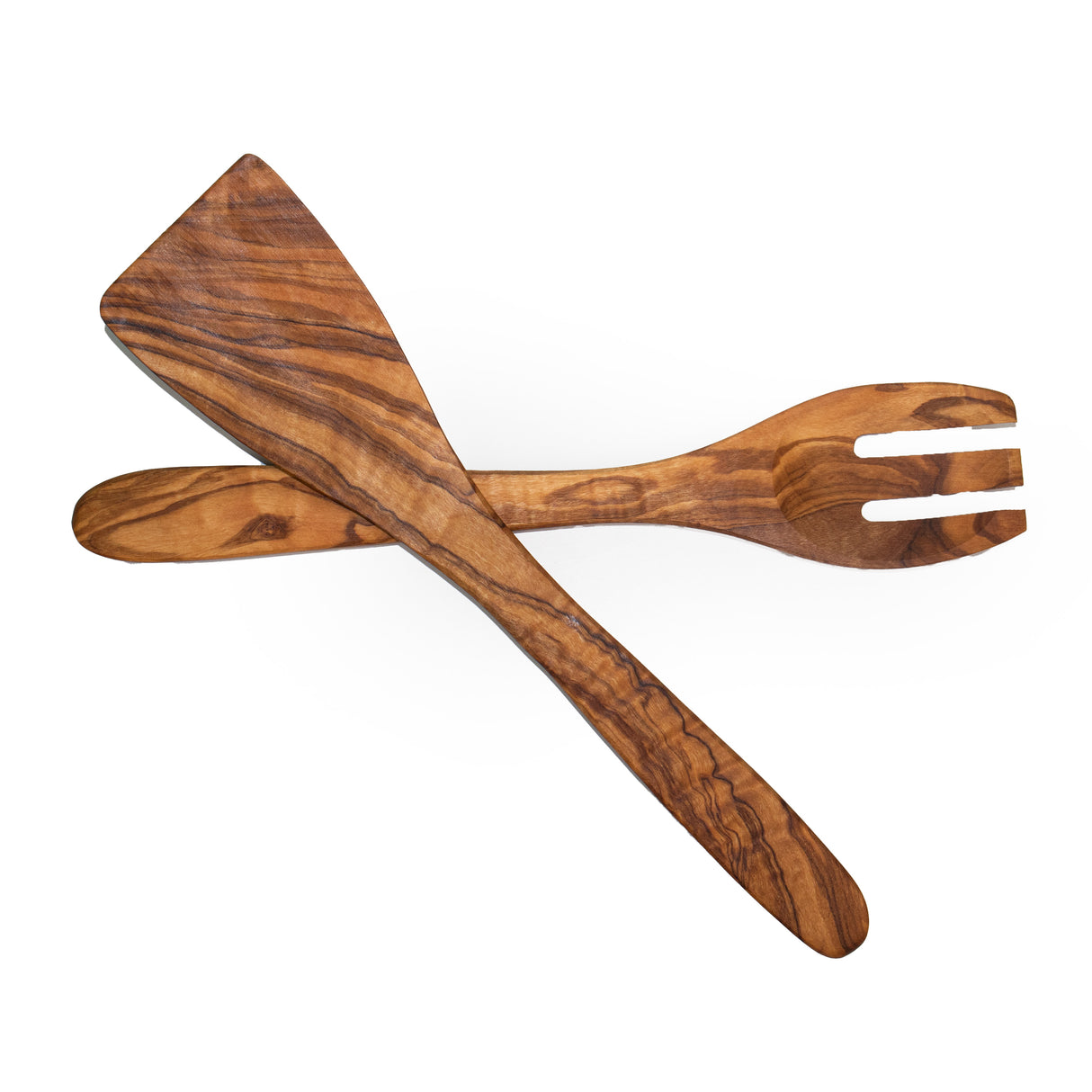 Olive Wood Salad Server Set - 2-Piece Handmade 12 Inch