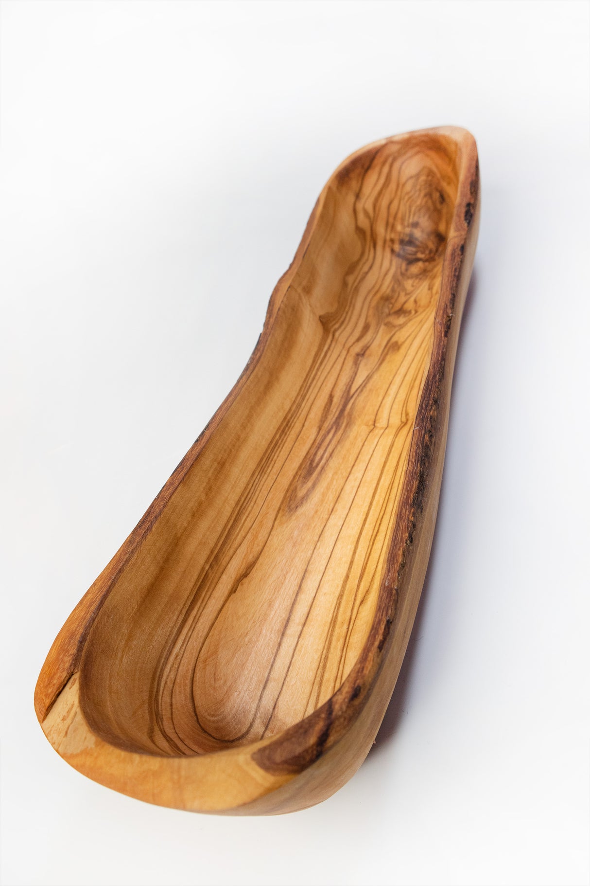 Olive Wood Bread & Baguette Basket - Rustic Handmade Dough Bowl 14 Inch