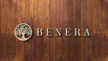 Benera Logo in front of wooden panels
