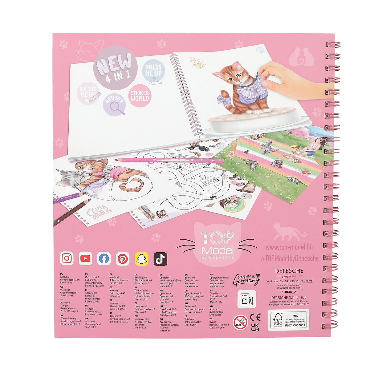 TOPModel Kitty Coloring & Sticker Book – 47 Pages + 5 Sticker Sheets by Depesche
