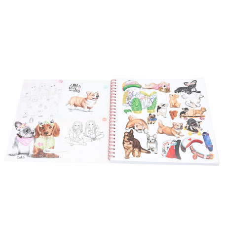 TOPModel Doggy Coloring & Sticker Book – 40+ Pages with 5 Sticker Sheets by Depesche