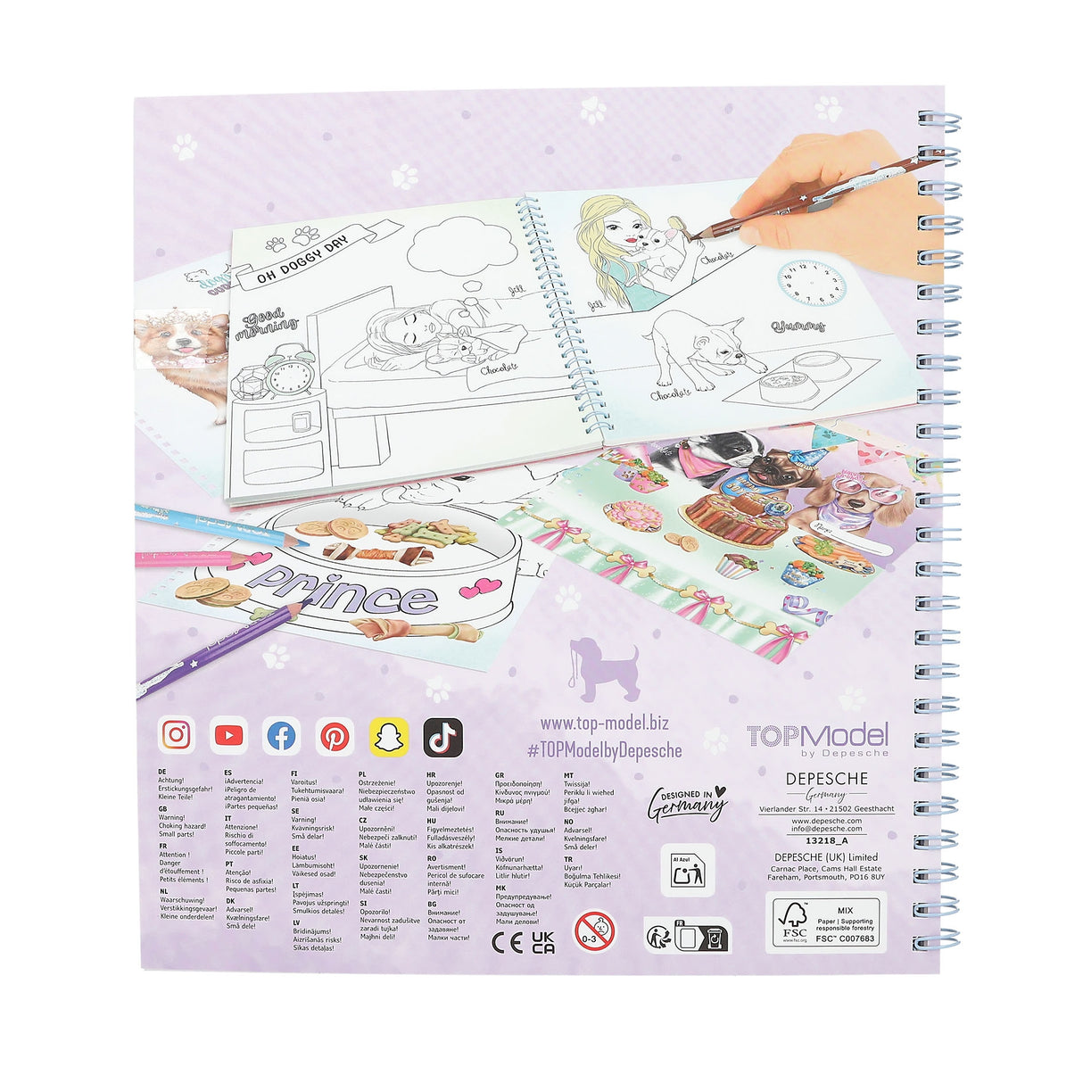 TOPModel Doggy Coloring & Sticker Book – 40+ Pages with 5 Sticker Sheets by Depesche