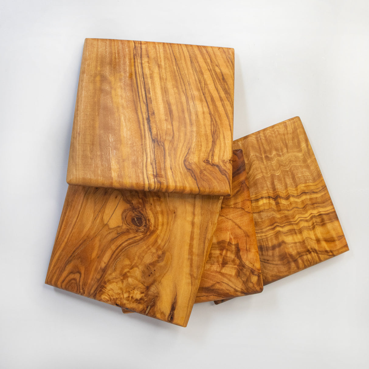 Handmade Square Olive Wood Coaster Set of 4 - Rustic Style 3.5 Inch