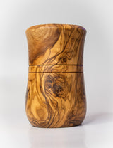 Round Holder Olive Wood Kitchen Utensil Set of 4 with Holder - Handmade 12 Inch