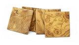 Handmade Square Olive Wood Coaster Set of 4 - Rustic Style 3.5 Inch