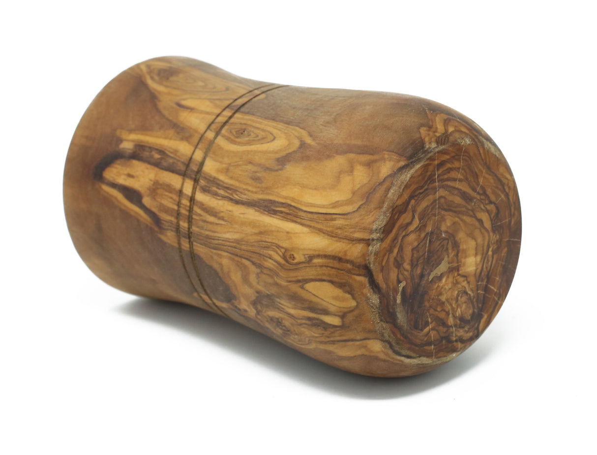 Olive Wood Utensil Holder - Round Rustic Handmade 6 Inch