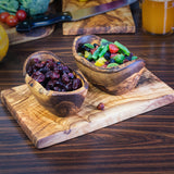Rustic Olive Wood Snack Bowl Set of 2 - Handmade with Natural Bark 6 Inch