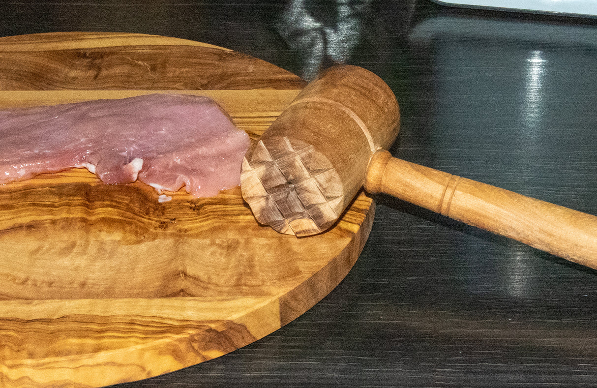 Olive Wood Meat Tenderizer Mallet - Solid Olive Wood 10 Inch, 0.5 lb.