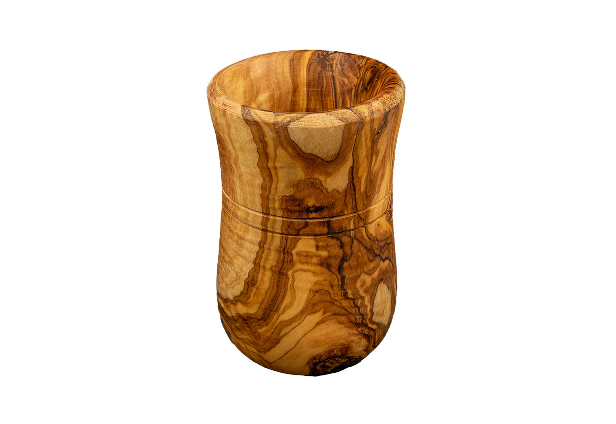 Round Holder Olive Wood Kitchen Utensil Set of 4 with Holder - Handmade 12 Inch