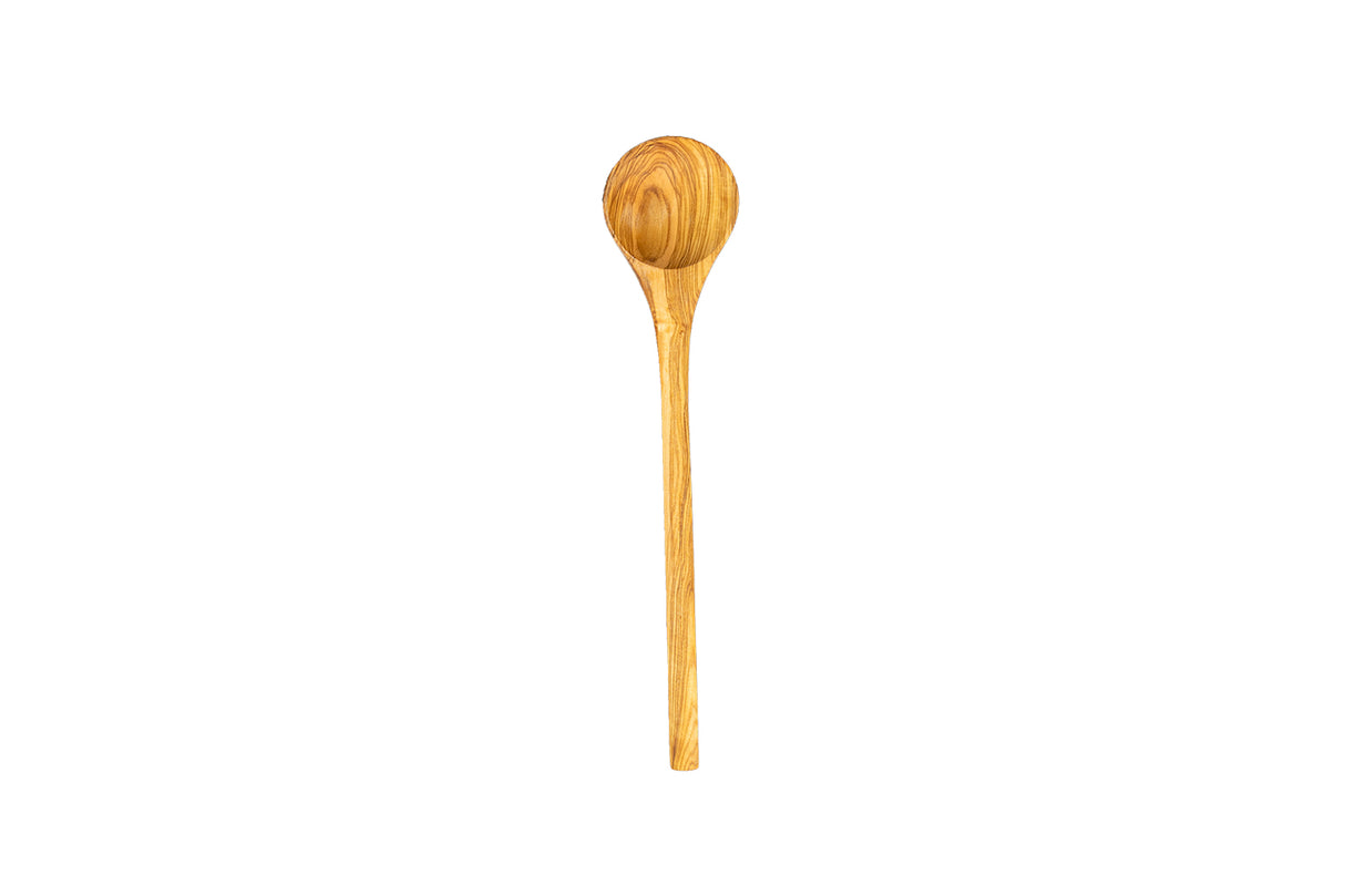 Round Holder Olive Wood Kitchen Utensil Set of 4 with Holder - Handmade 12 Inch