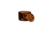 Rustic Round Olive Wood Cup Coaster Set of 6 with Holder - Handmade 3.5 Inch