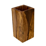 Olive Wood Utensil Holder - Rectangular Handmade 6 Inch