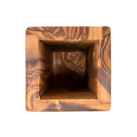 Olive Wood Utensil Holder - Rectangular Handmade 6 Inch