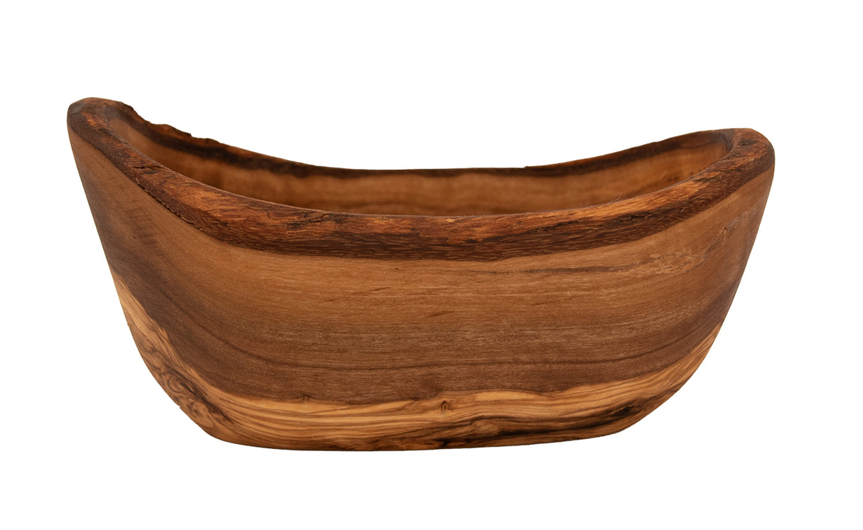 Rustic Olive Wood Snack Bowl Set of 2 - Handmade with Natural Bark 6 Inch
