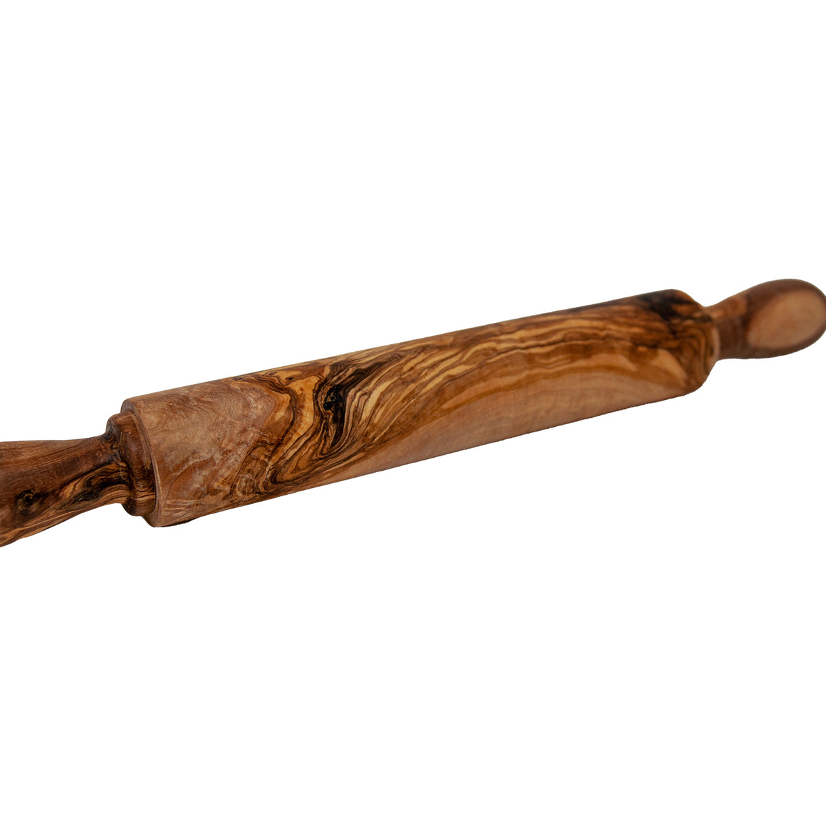 Olive Wood Rolling Pin - Rustic Dough Roller with Handles 19 Inch