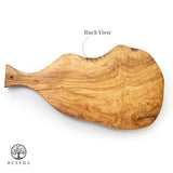 Rustic Olive Wood Cutting Board with Handle and Juice Groove - 18 x 10 Inch