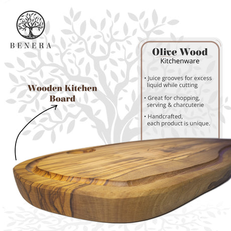 Oval Olive Wood Cutting Board for Cheese & Charcuterie - Handmade 16 Inch