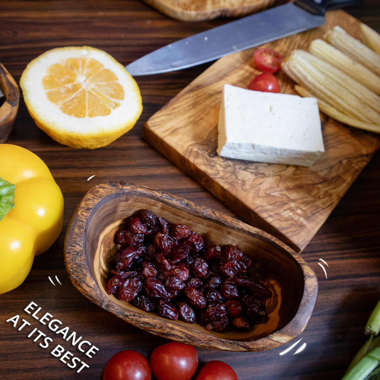 Rustic Olive Wood Snack Bowl Set of 2 - Handmade with Natural Bark 6 Inch