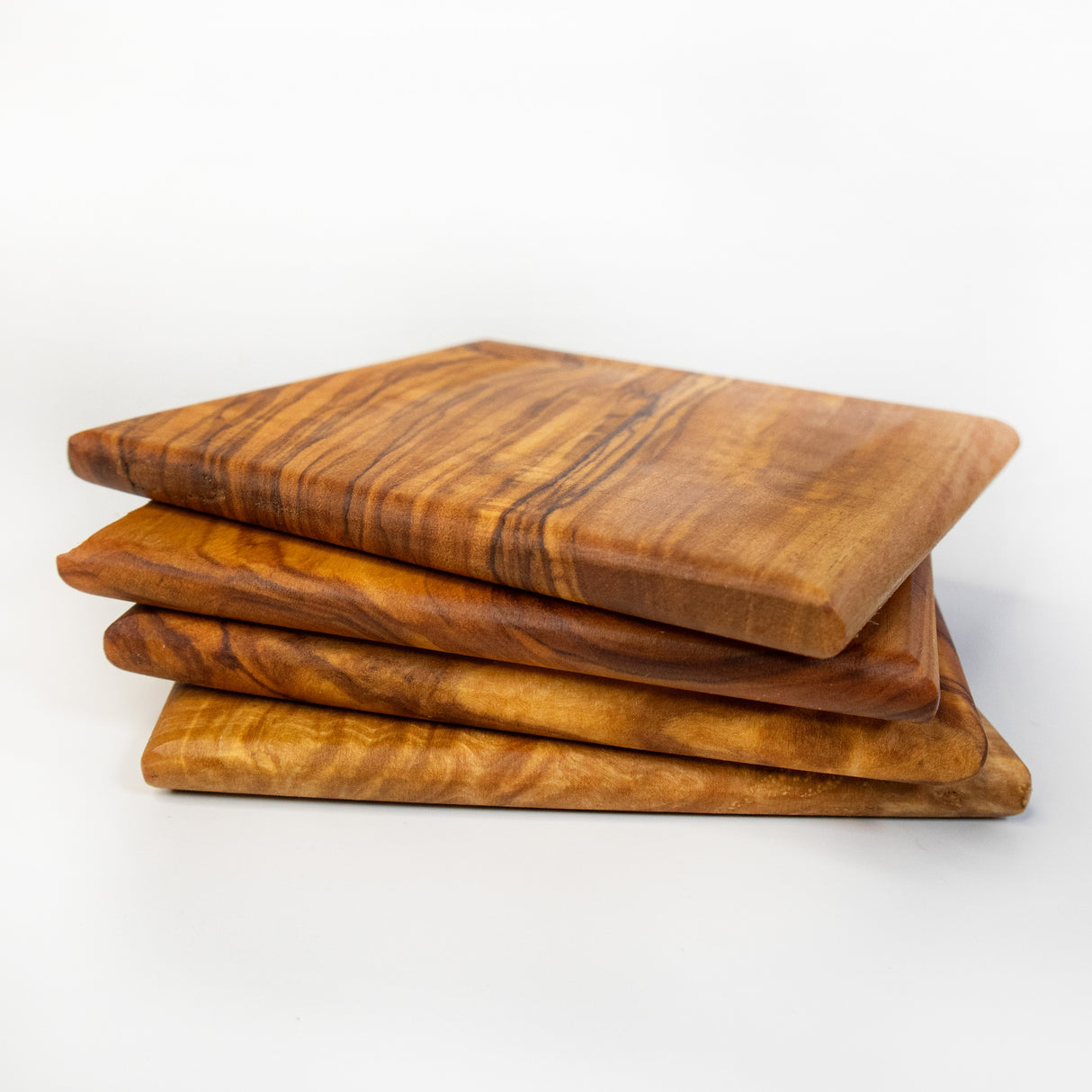 Handmade Square Olive Wood Coaster Set of 4 - Rustic Style 3.5 Inch