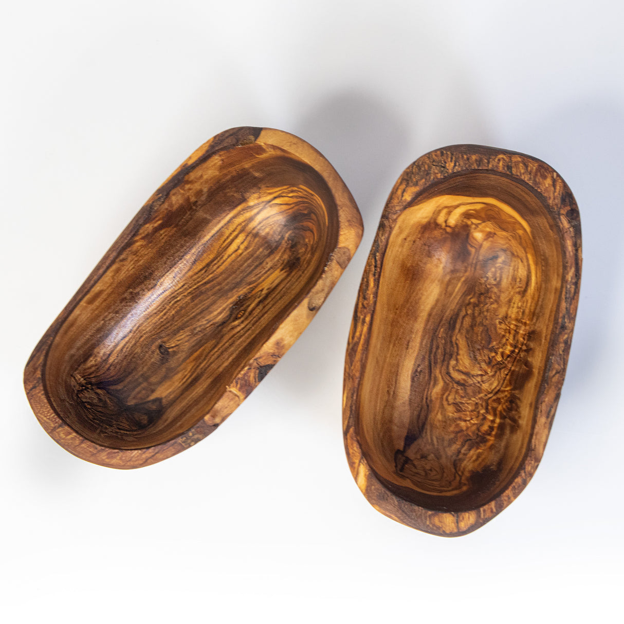 Rustic Olive Wood Snack Bowl Set of 2 - Handmade with Natural Bark 6 Inch