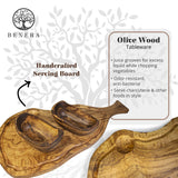 Rustic Olive Wood Cutting Board with Handle and Juice Groove - 18 x 10 Inch